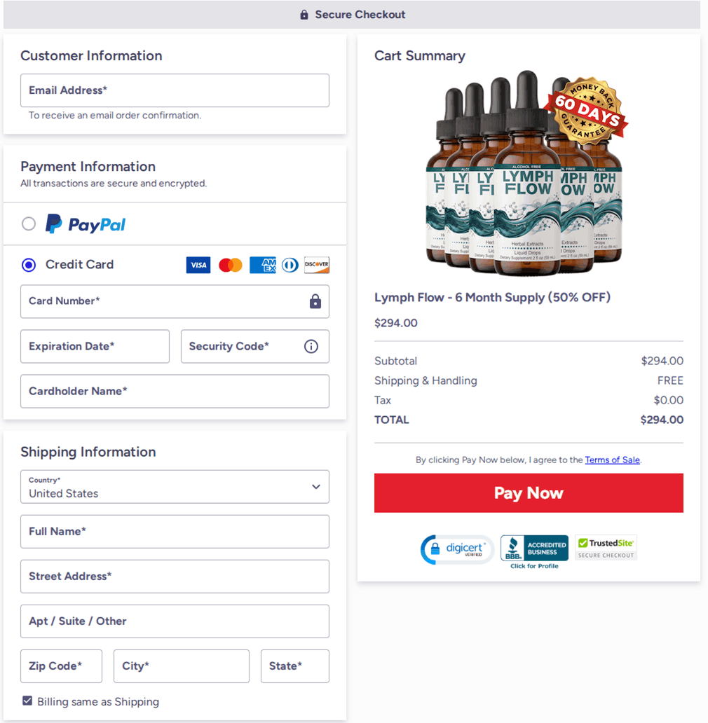 Lymph Flow Checkout